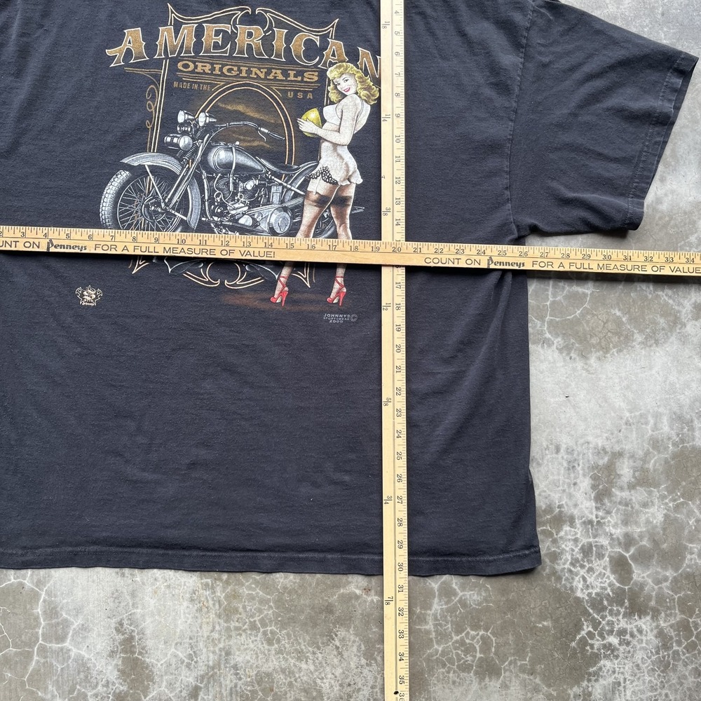 vintage Shirt Mens 3XL Black Motorcycle Pinup Graphic Biker Tee USA - Picture 6 of 6